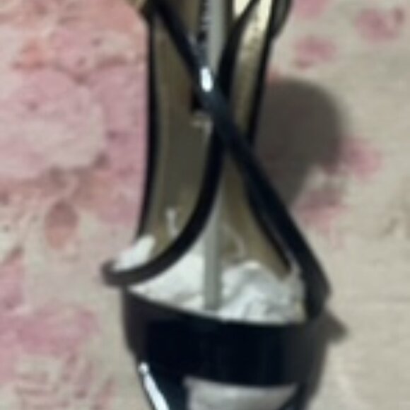 Black Patent Wedge  Dress Sandals - Picture 6 of 10